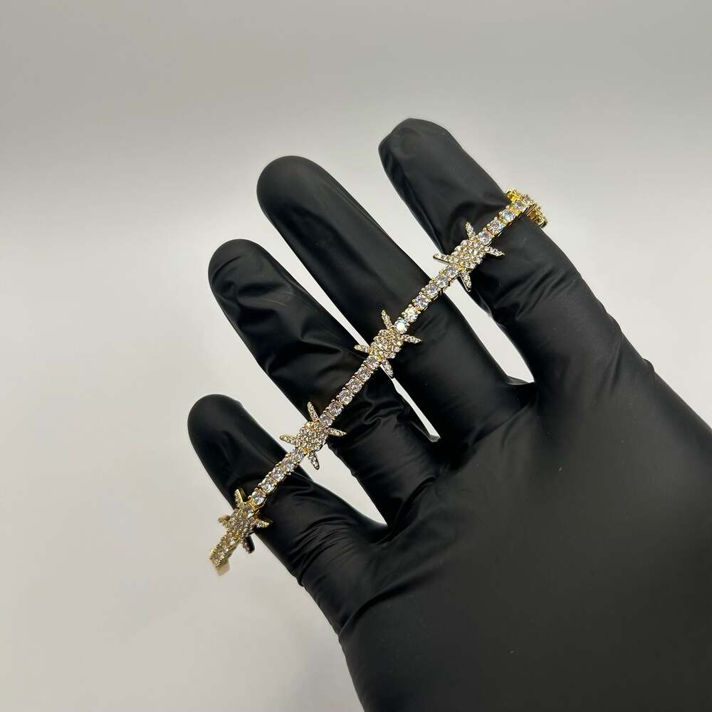 Womens Gold Barbed Wire Tennis Bracelet 7 Inch Dainty Trendy Stacking New